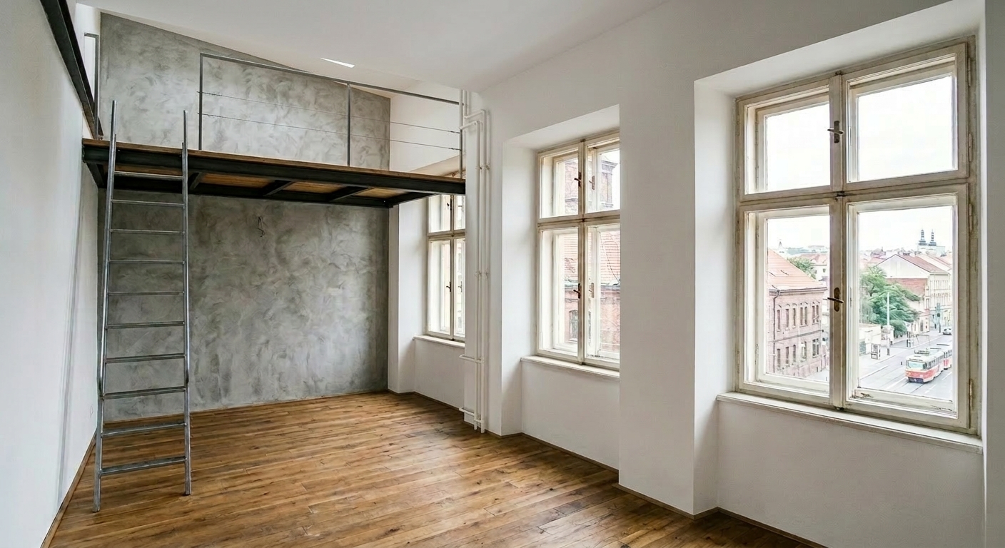 Microcement loft Holešovice - reference malování Praha 7 – Holešovice