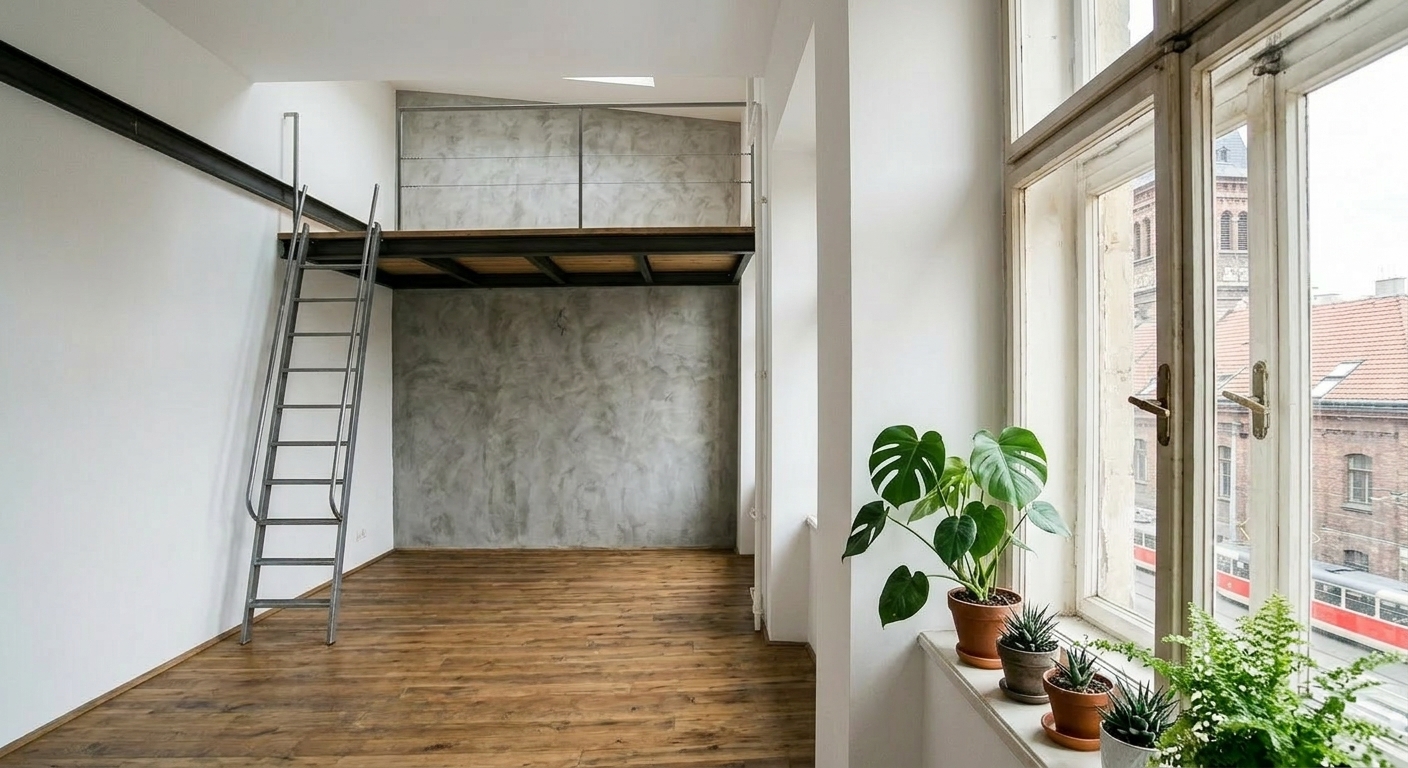 Microcement loft Holešovice - fotografie realizace 2